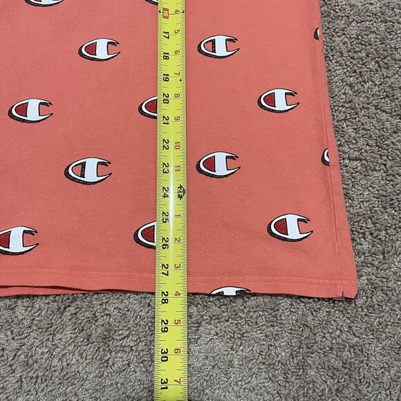 VTG Champion Shirt Mens Large Orange Heritage Scribble AOP Logo Heavy Tee - Picture 5 of 6